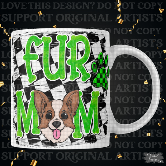 Fur Mom-Green Corgi