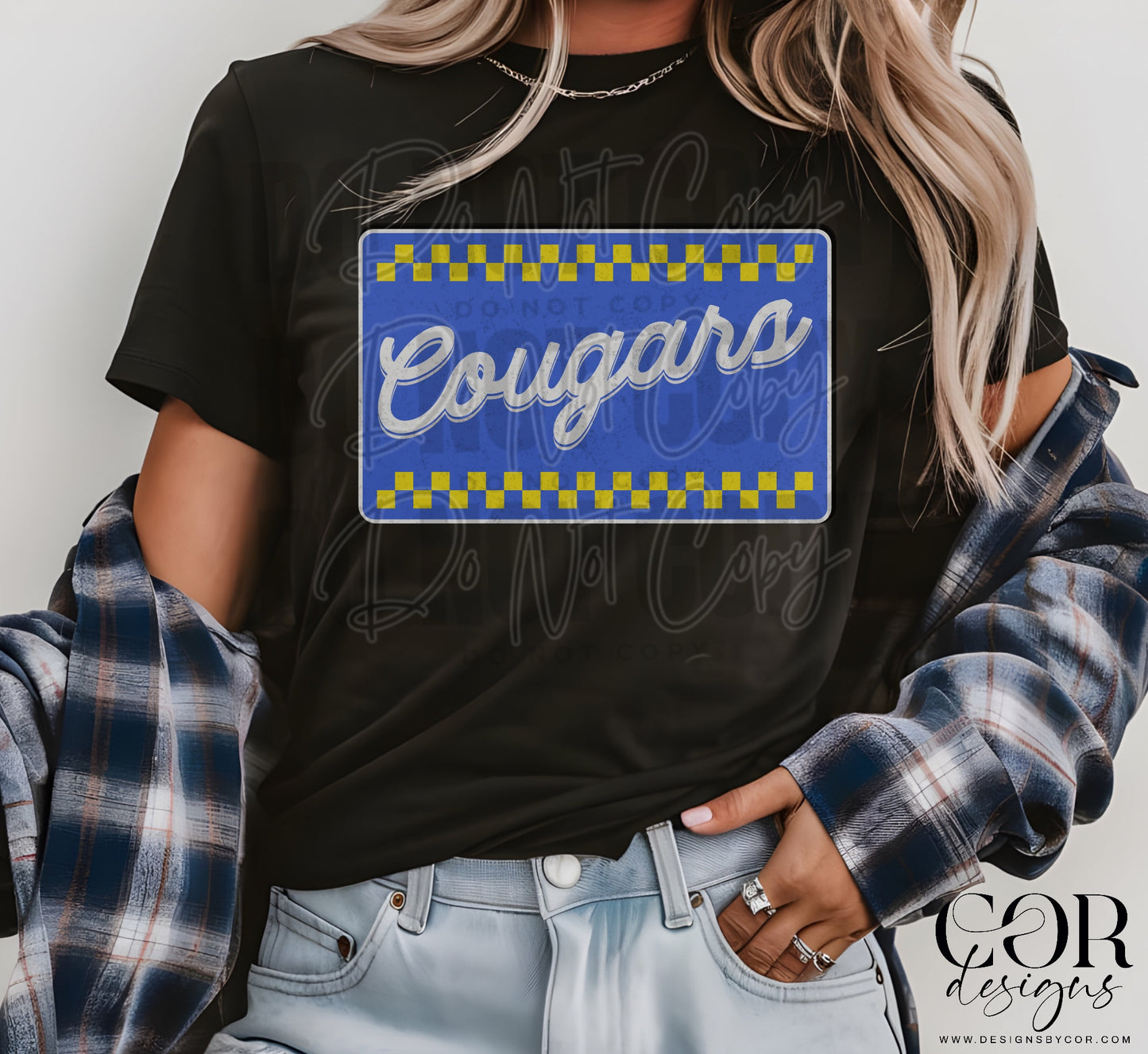Cougars Blue And Yellow Checkered