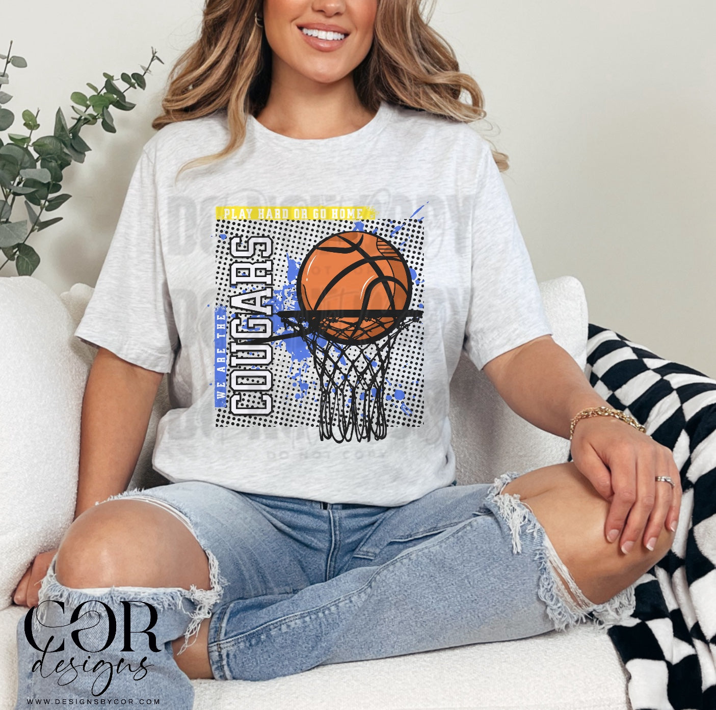 Cougars Basketball (Blue/Yellow)
