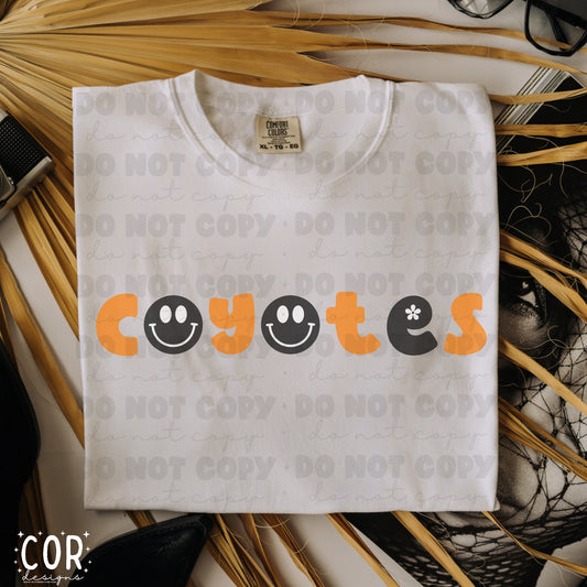 Coyotes Orange And Black Flowers And Smiley Face Letters