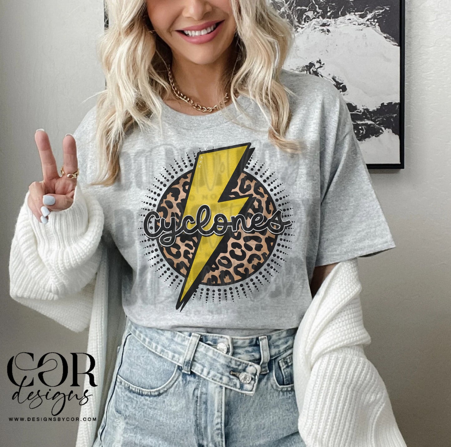 Cyclones Yellow Bolt Leopard