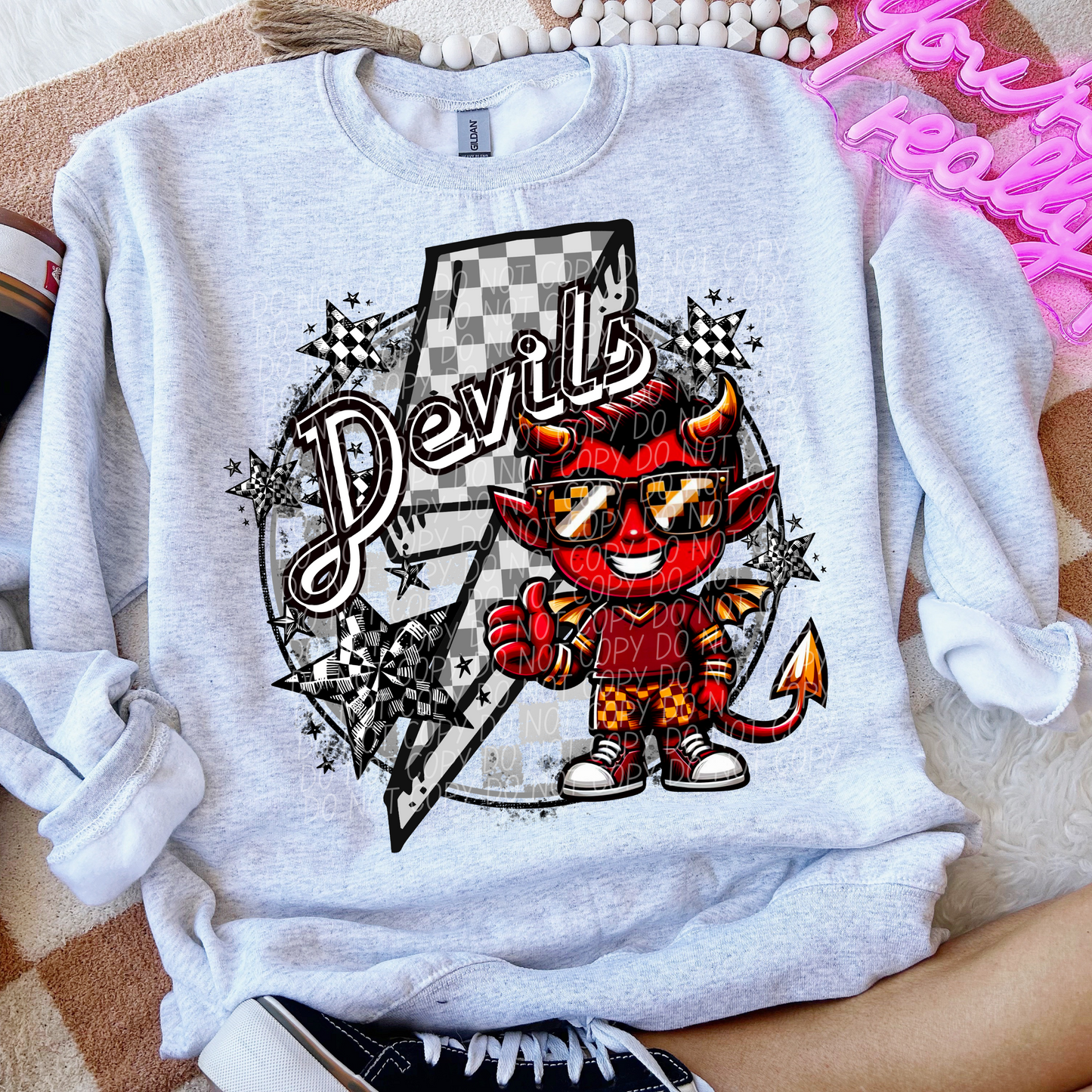 Devils Checkered Lightning Bolt