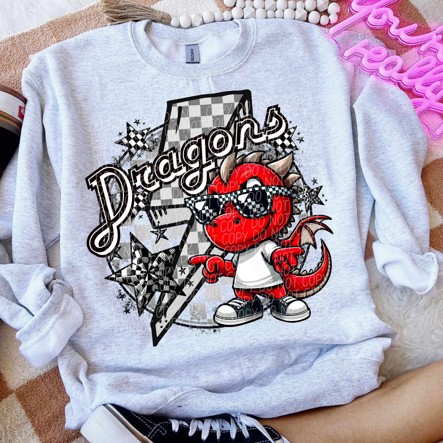 Dragons Checkered Lightning Bolt