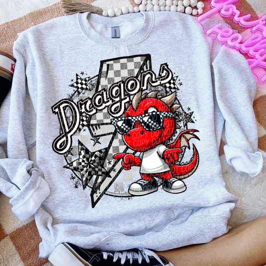 Dragons Checkered Lightning Bolt