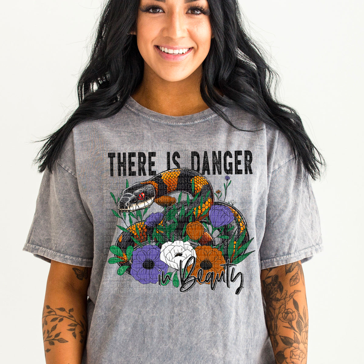 There Is Danger in Beauty OR/BLK Snake - DTF Print