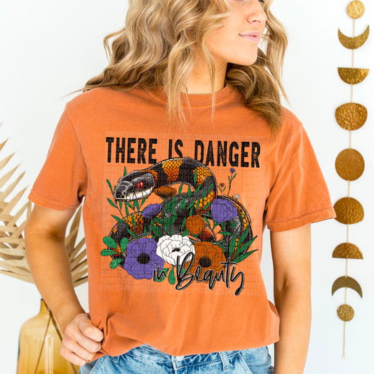 There Is Danger in Beauty OR/BLK Snake - DTF Print