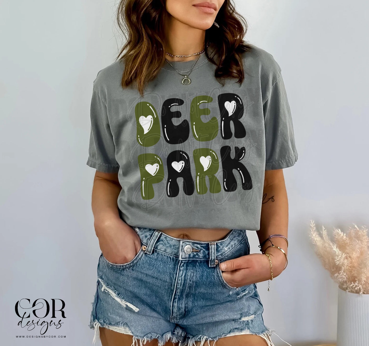 Deer Park Green And Black Heart Letters