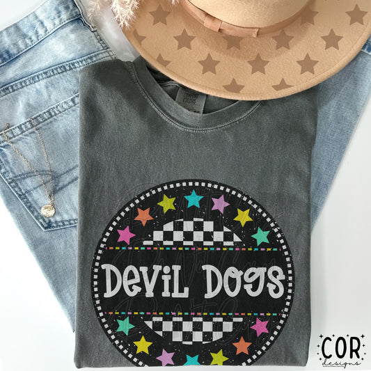 Devil Dogs Colored Stars Checkered Circle