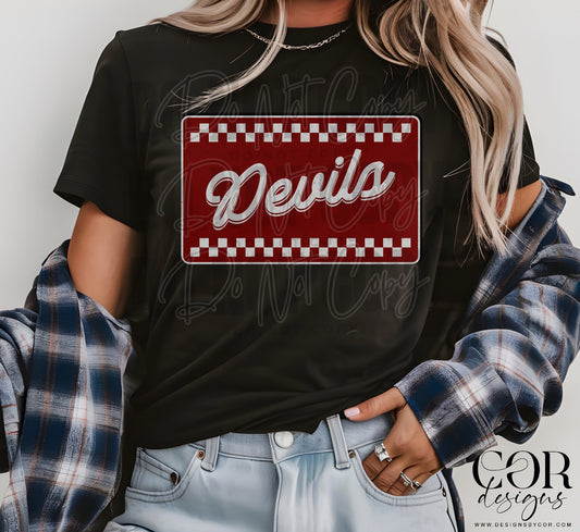 Devils Red And White Checkered