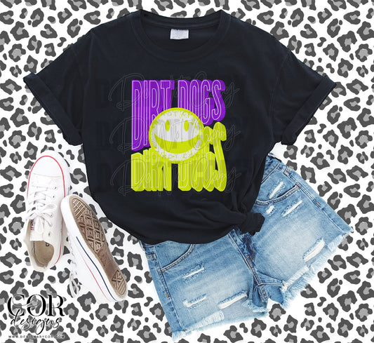 Dirt Dogs Purple And Yellow Smiley Face