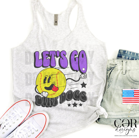 Lets Go Dirt Dogs Purple And Black Softball