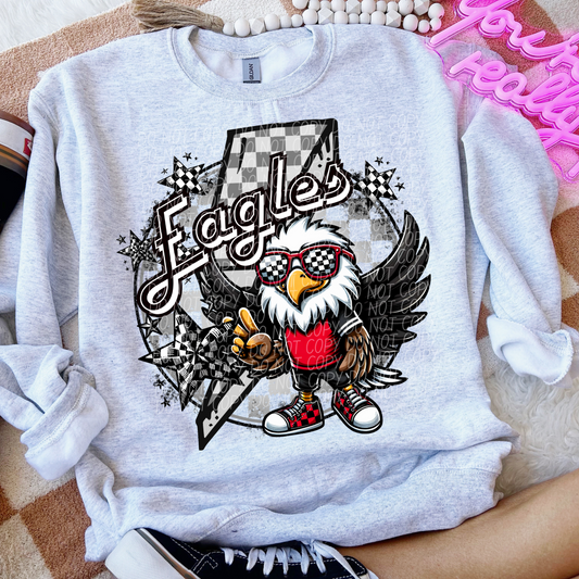 Eagles Checkered Lightning Bolt Red