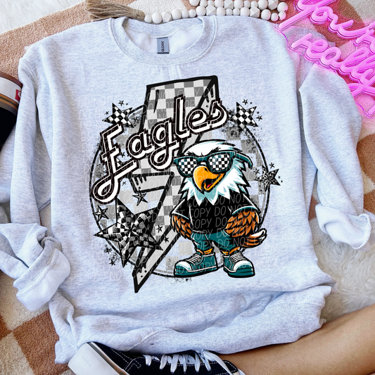 Eagles Checkered Lightning Bolt Green