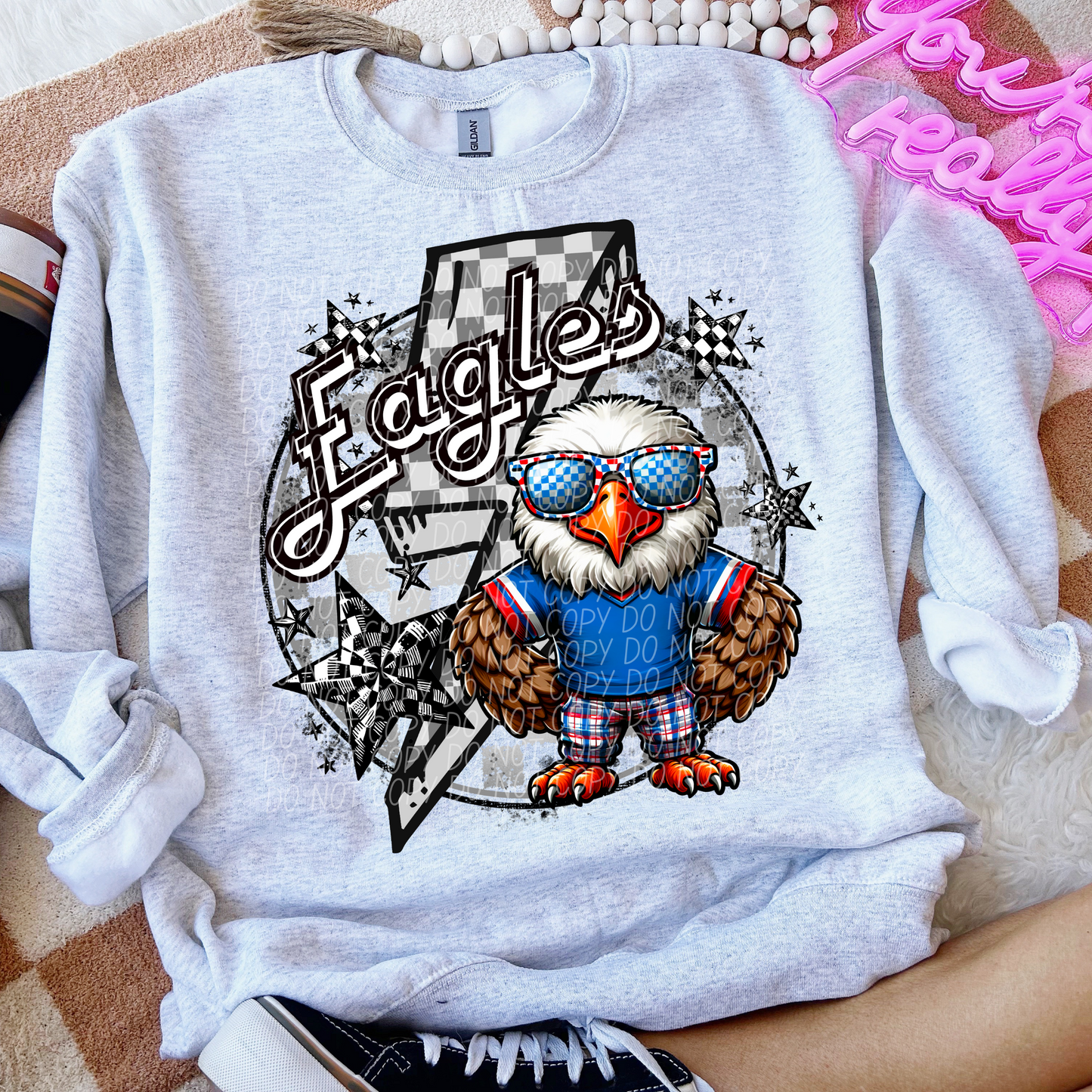Eagles Checkered Lightning Bolt Red White And Blue