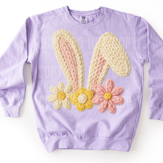 FAUX YARN FLORAL EASTER BUNNY EARS