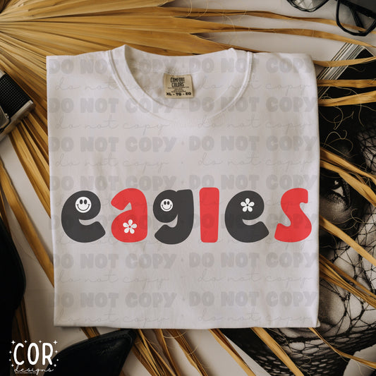 Eagles Black And Red Flowers And Smiley Face Letters
