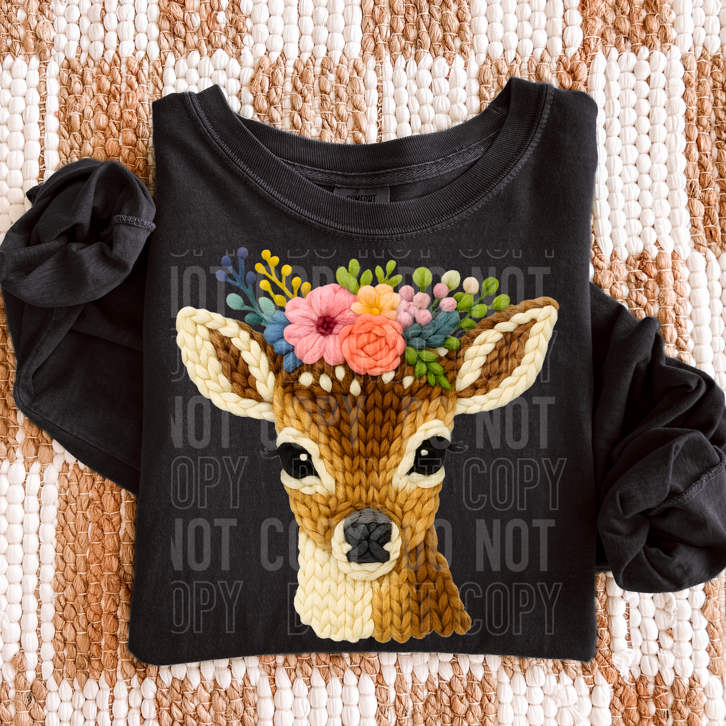 FAUX YARN FLORAL DEER