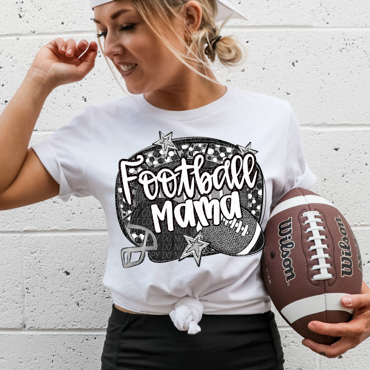 Football Mama Black and White
