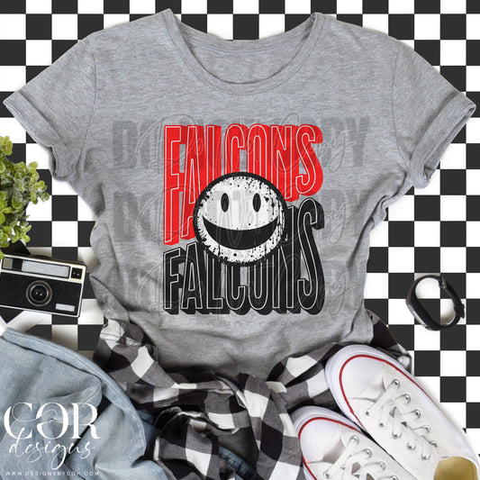 Falcons Red And Black Smiley Face