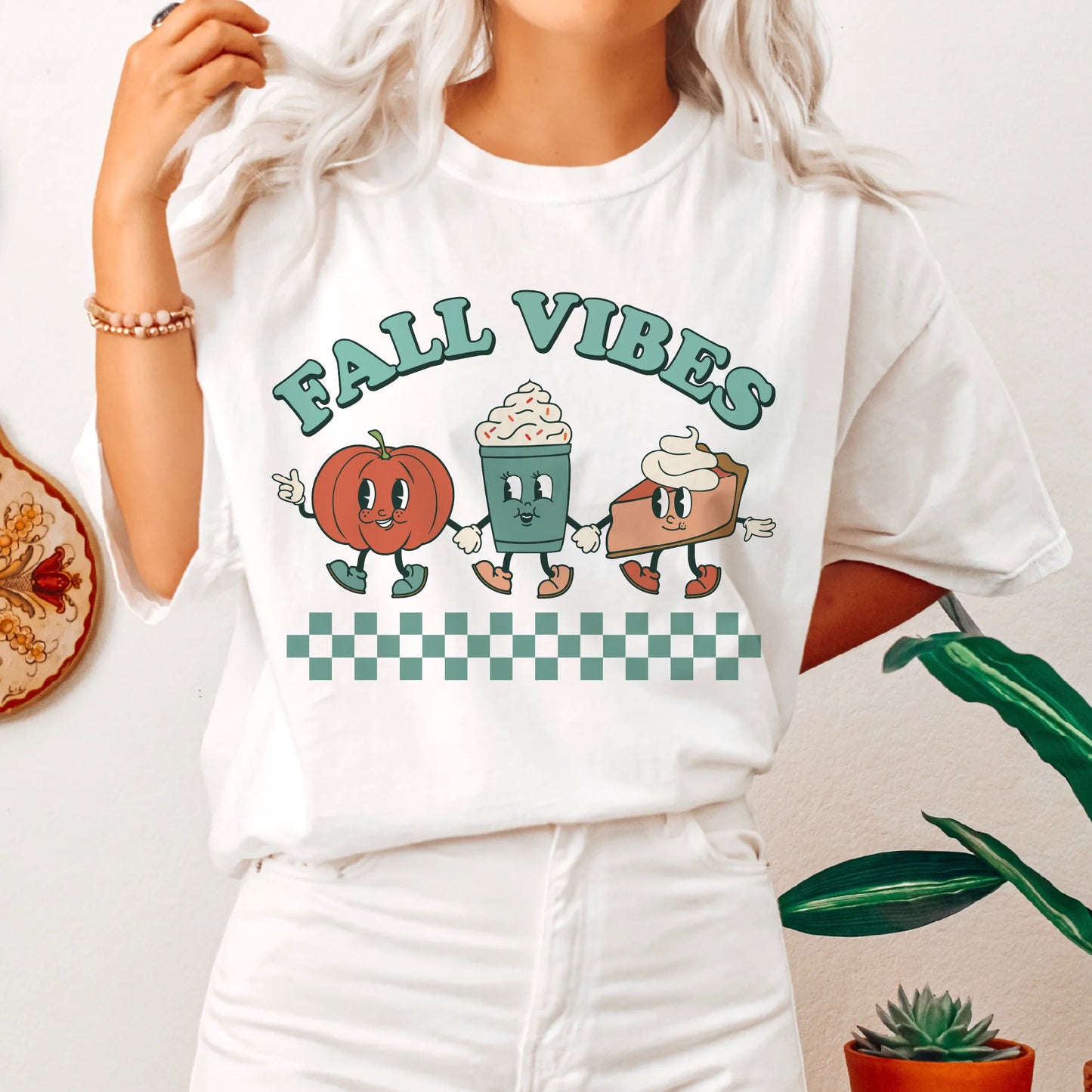 Fall vibes green checkered