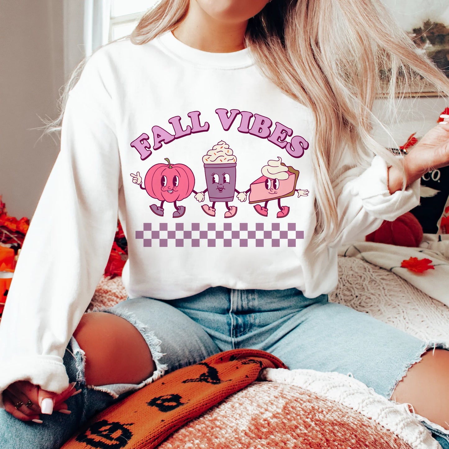 Fall vibes purple checkered