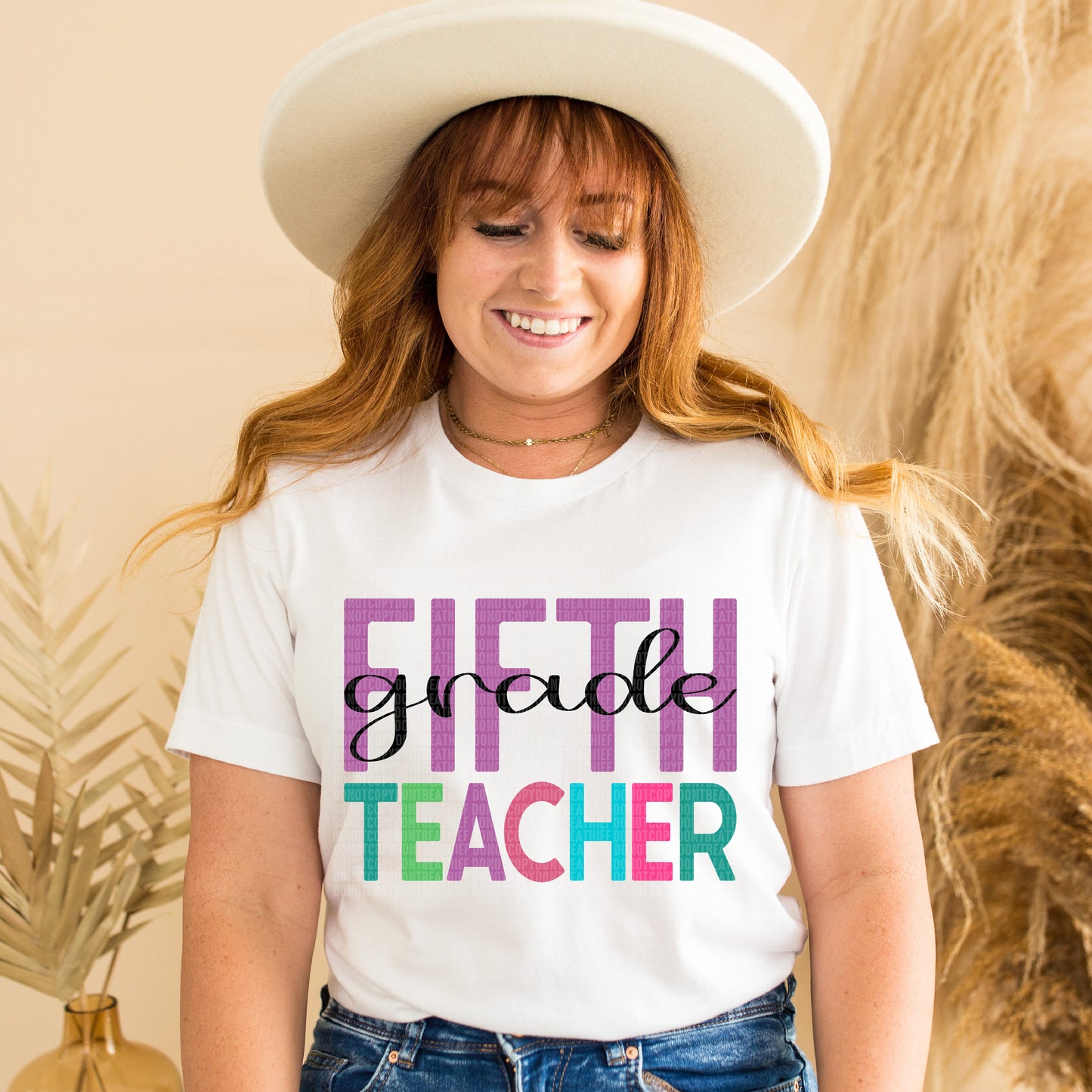 Fifth Grade Teacher-Purple Black -DTF Print