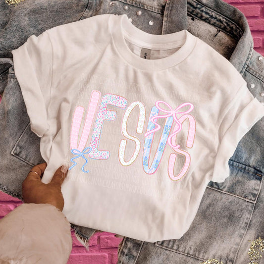 Jesus Blue Pink Bows