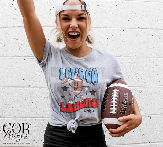Lets Go Lakers Light Blue Red Football