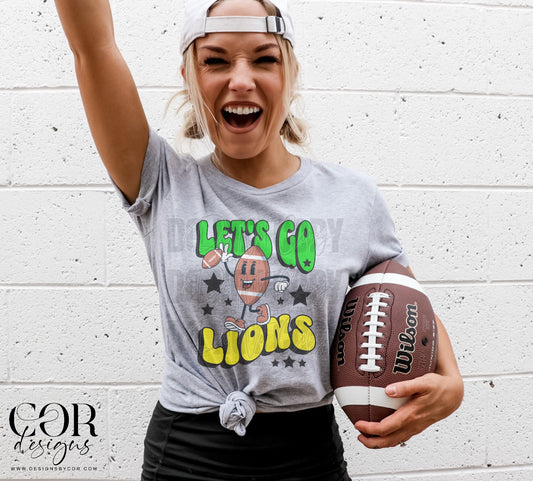 Lets Go Lions Green Yellow Football