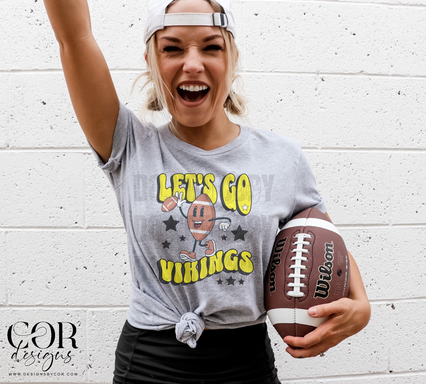 Lets Go Vikings Yellow Football