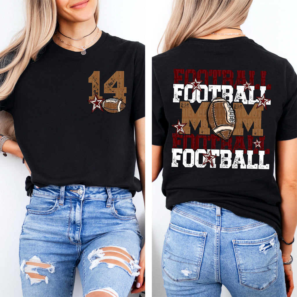 Maroon and white Football Mom - Front
