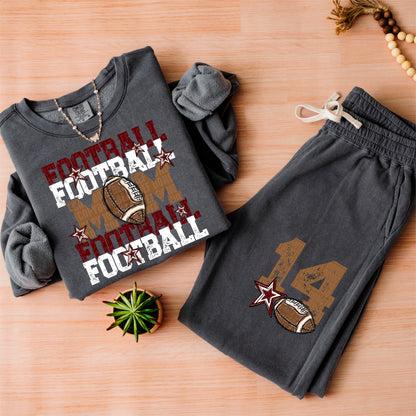 Maroon and white Football Mom - Front Pocket