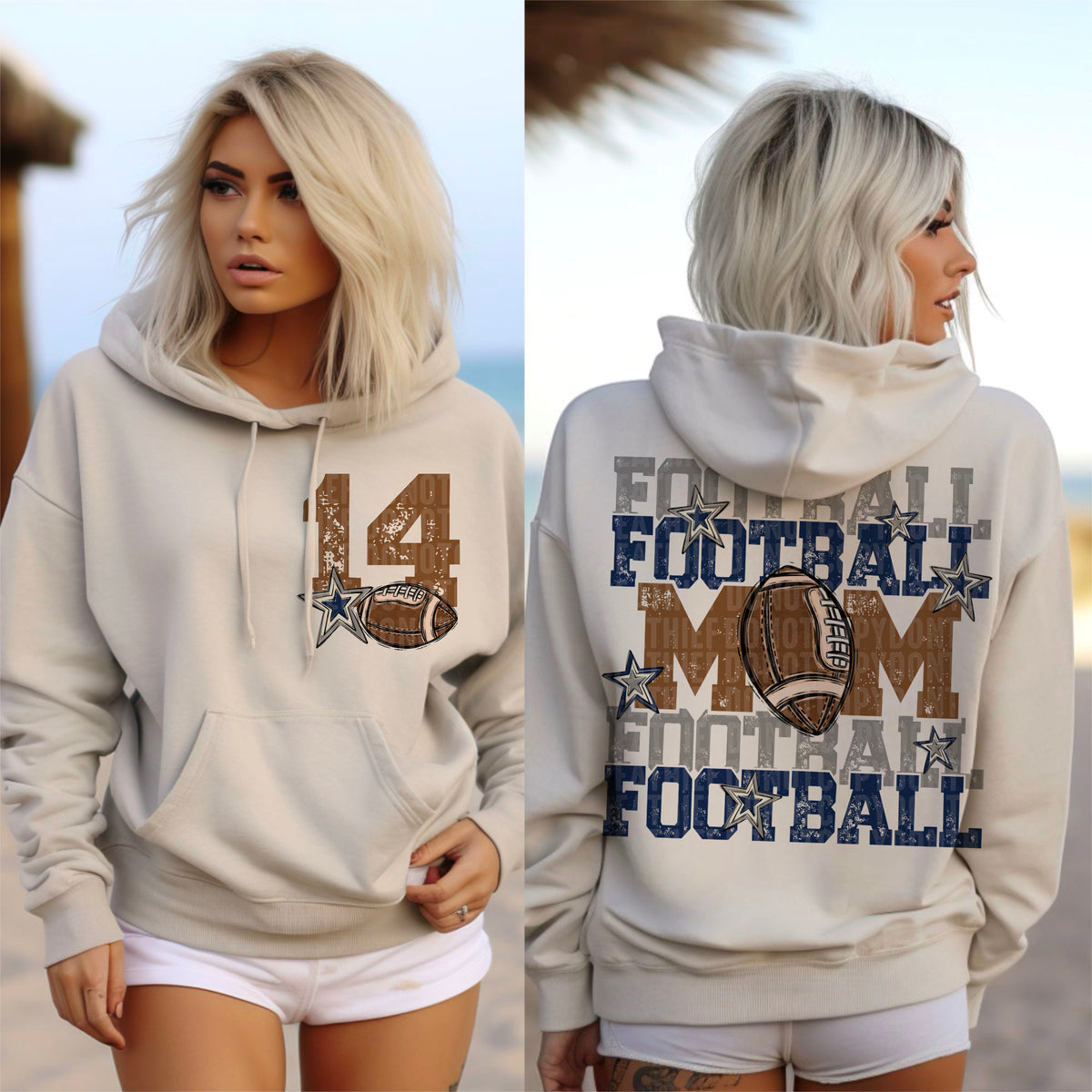 Navy and Grey Football Mom - Front Pocket