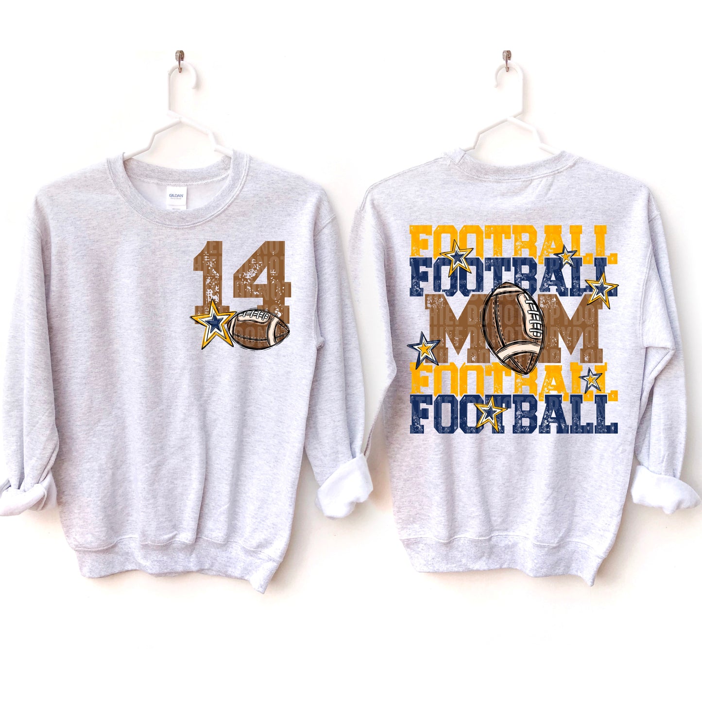 Yellow and Blue Football Mom - Front Pocket