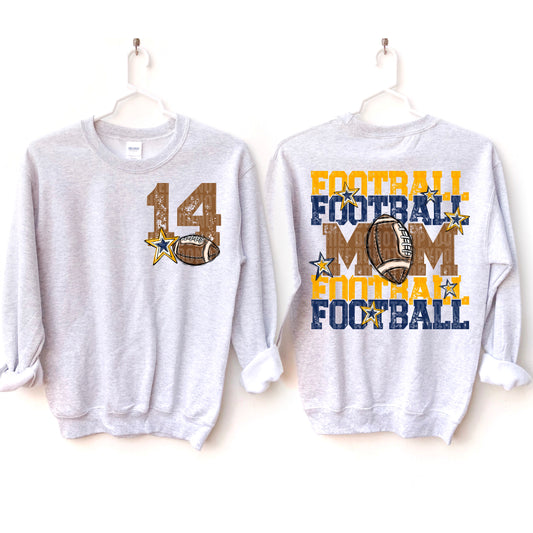 Yellow and Blue Football Mom - Front Pocket