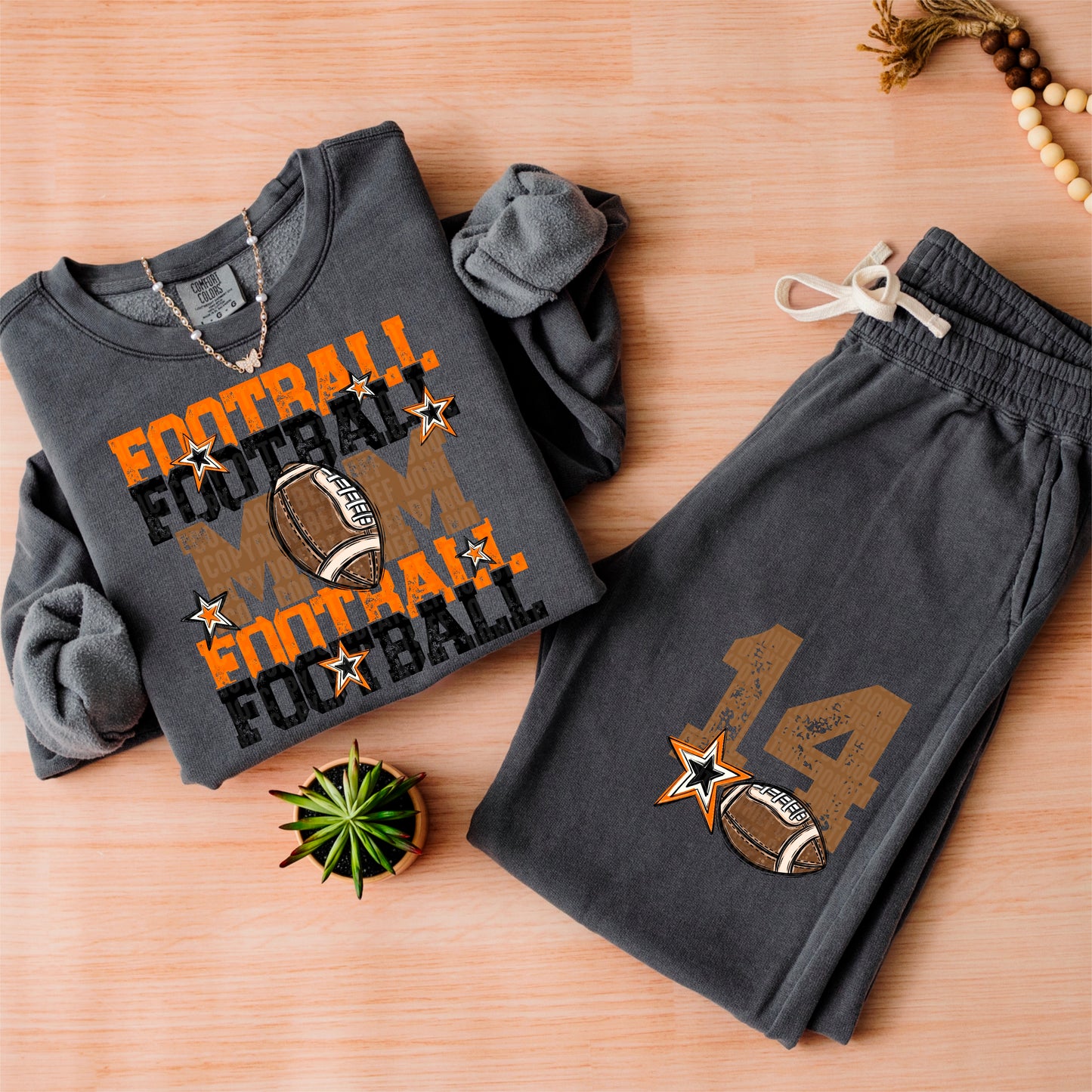 Orange and Black Football Mom - Front