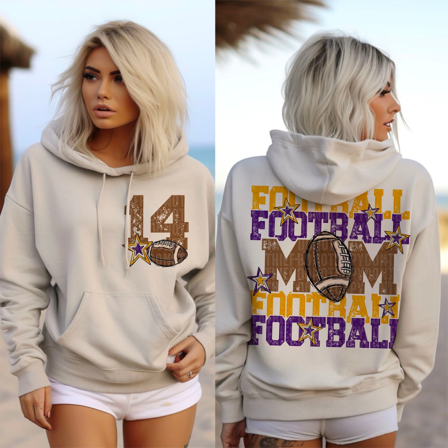 Football Mom (yellow gold/purple-front)