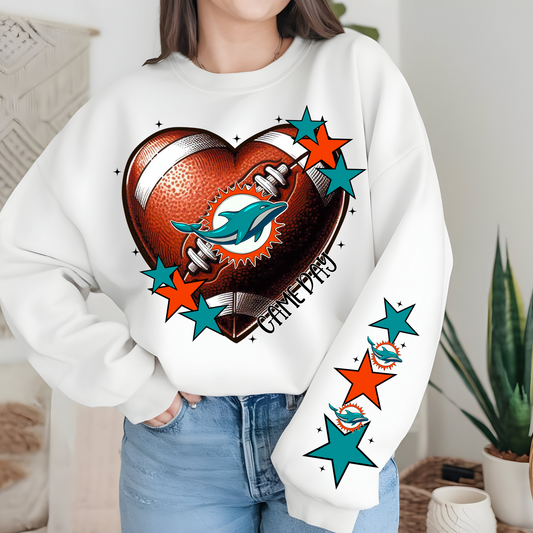 Miami Dolphins Heart Shaped Football-Sleeve