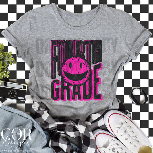 Fourth Grade Pink And Black Smiley Face