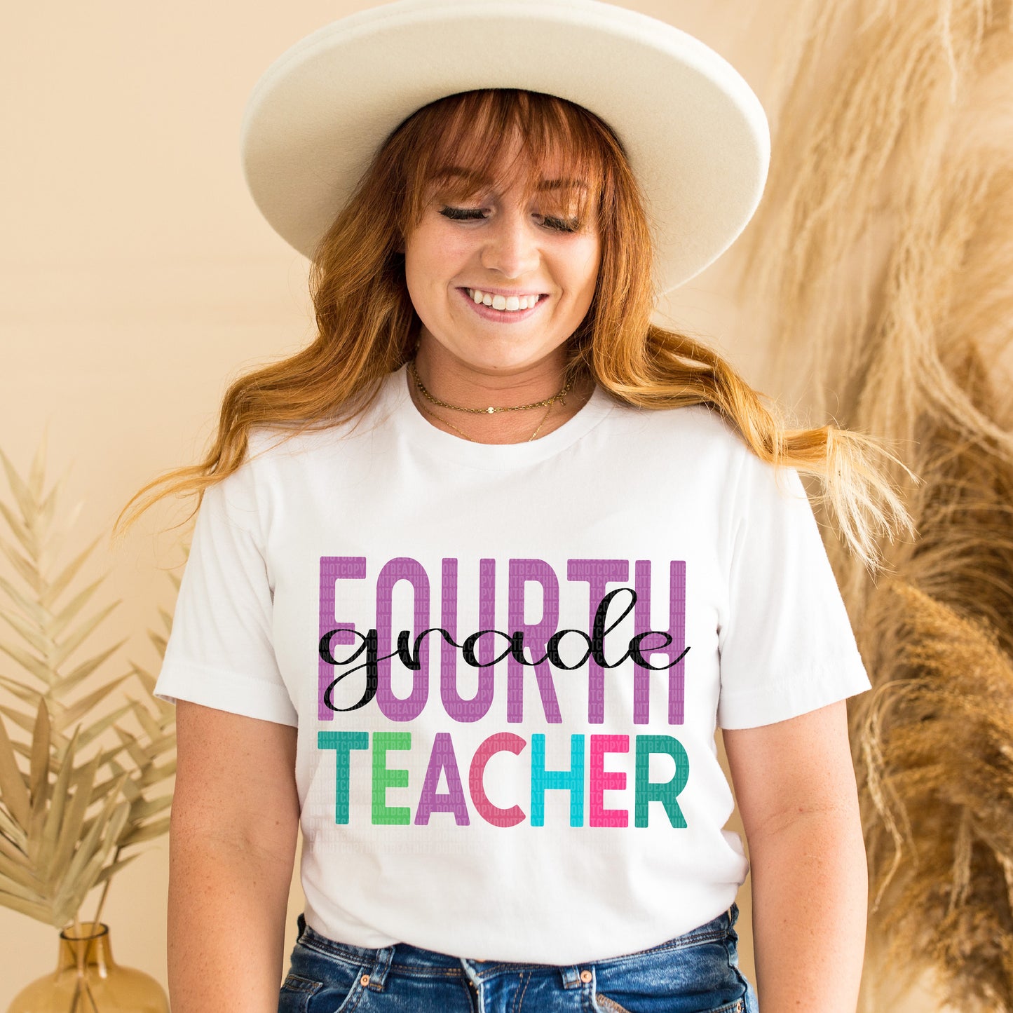 Fourth Grade Teacher-Purple Black -DTF Print