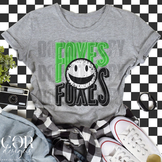 Foxes Green And Black Smiley Face