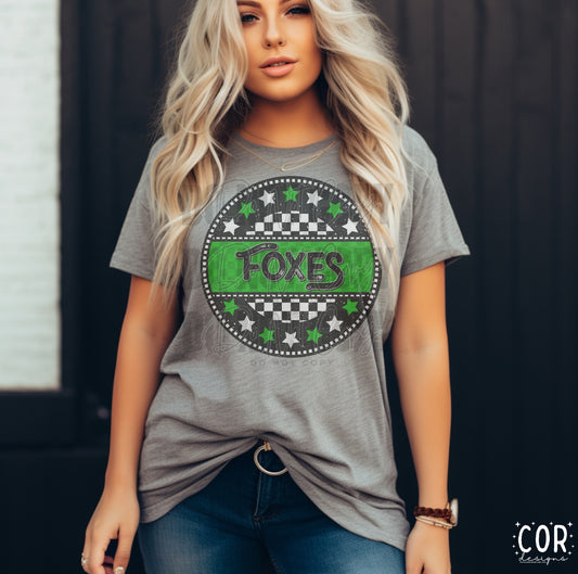 Foxes White And Green Stars With Checkered Circle