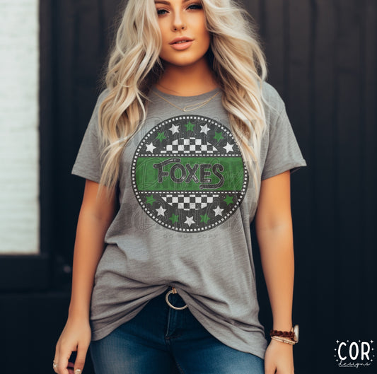 Foxes White And Green Stars With Checkered Circle