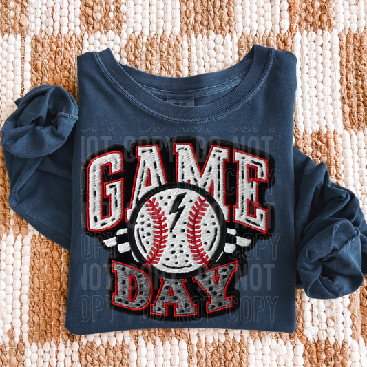 FAUX EMBROIDERY GAME DAY BASEBALL