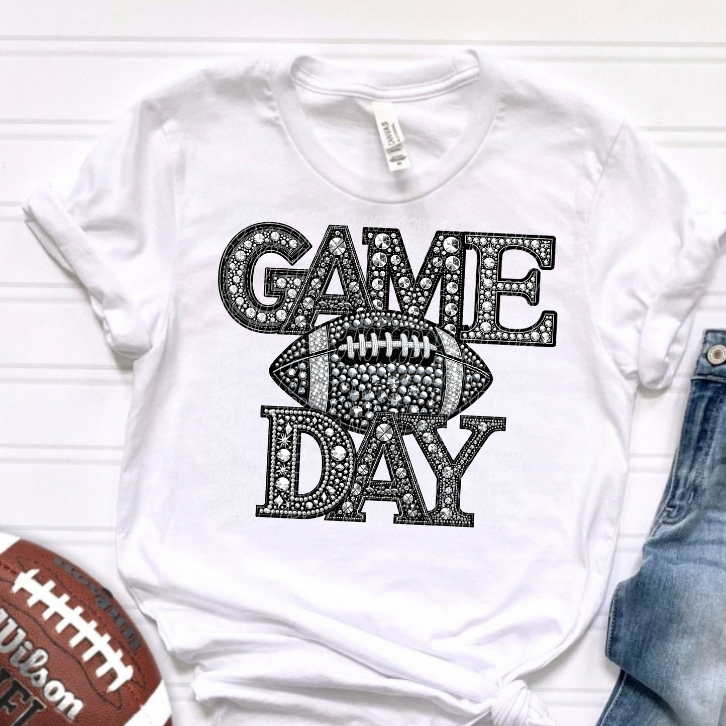 Rhinestone Game Day Football