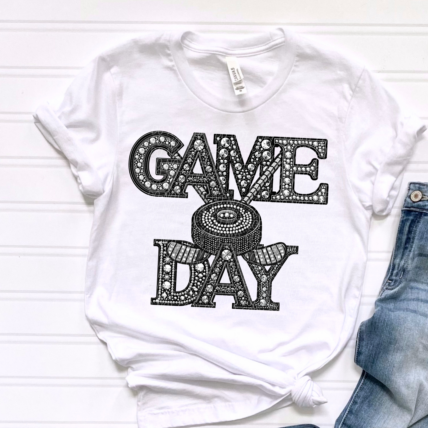 Rhinestone Game Day Hockey