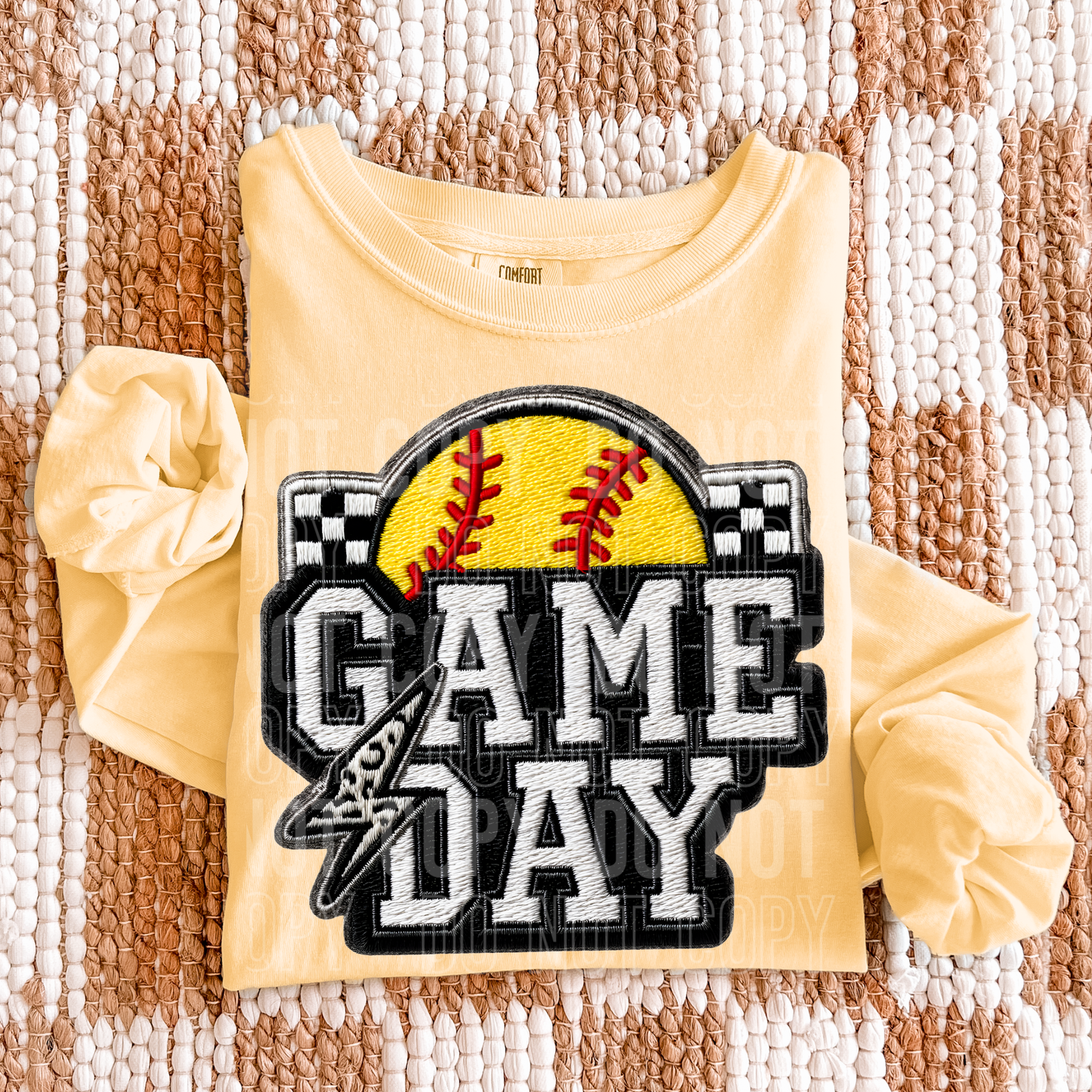 FAUX EMBROIDERY GAME DAY SOFTBALL