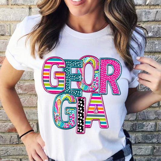 Faux Embroidery Patterned Georgia