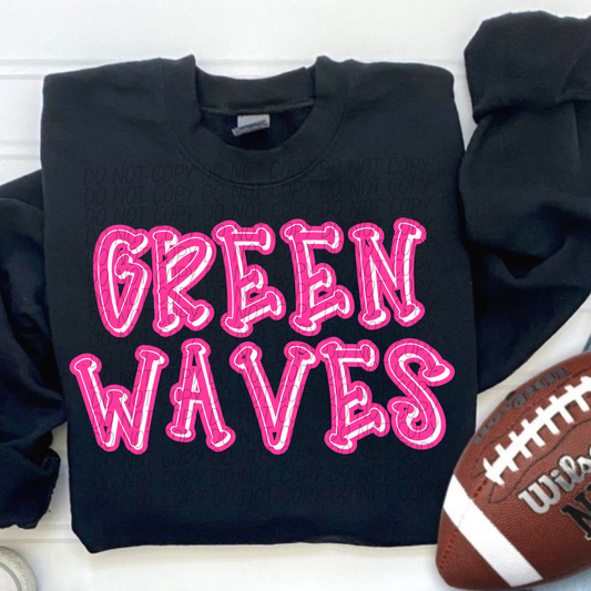 Green Waves Pink