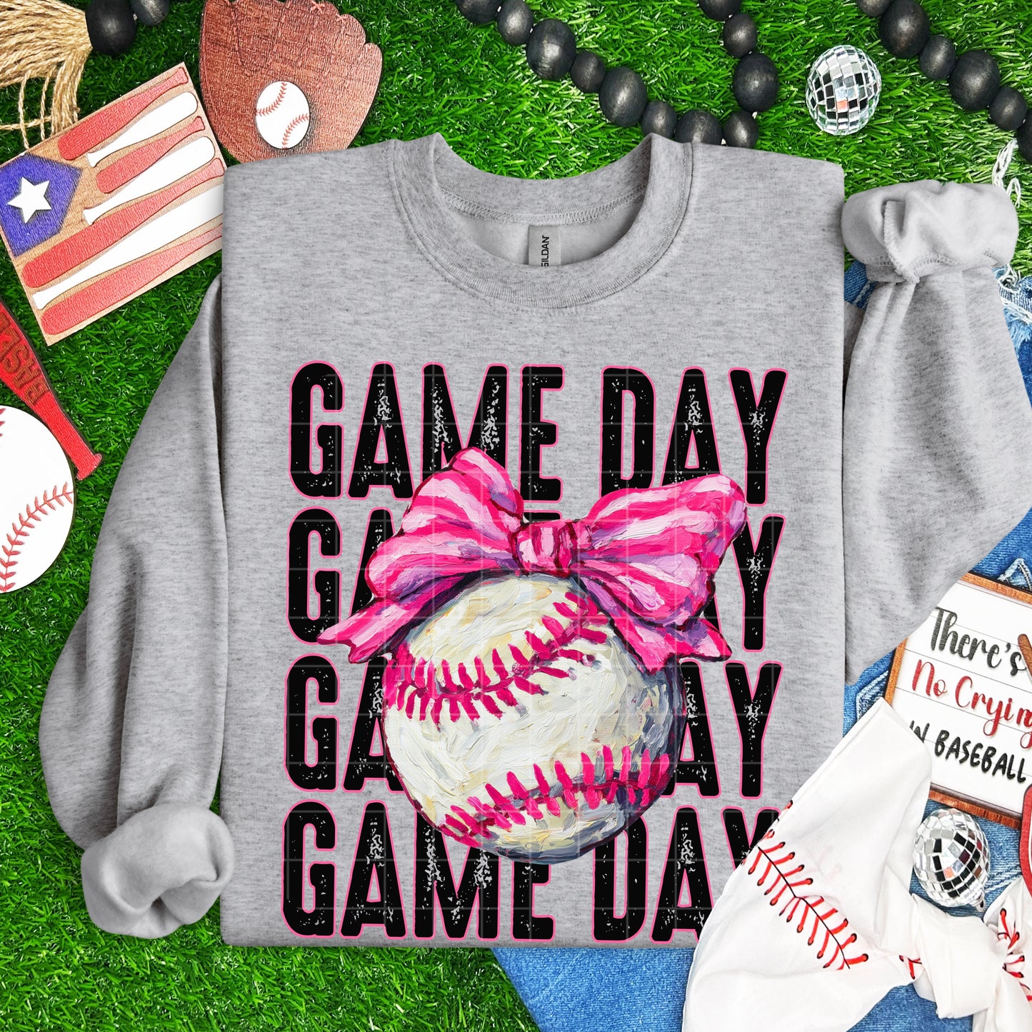 GAME DAY BASEBALL PINK BOW